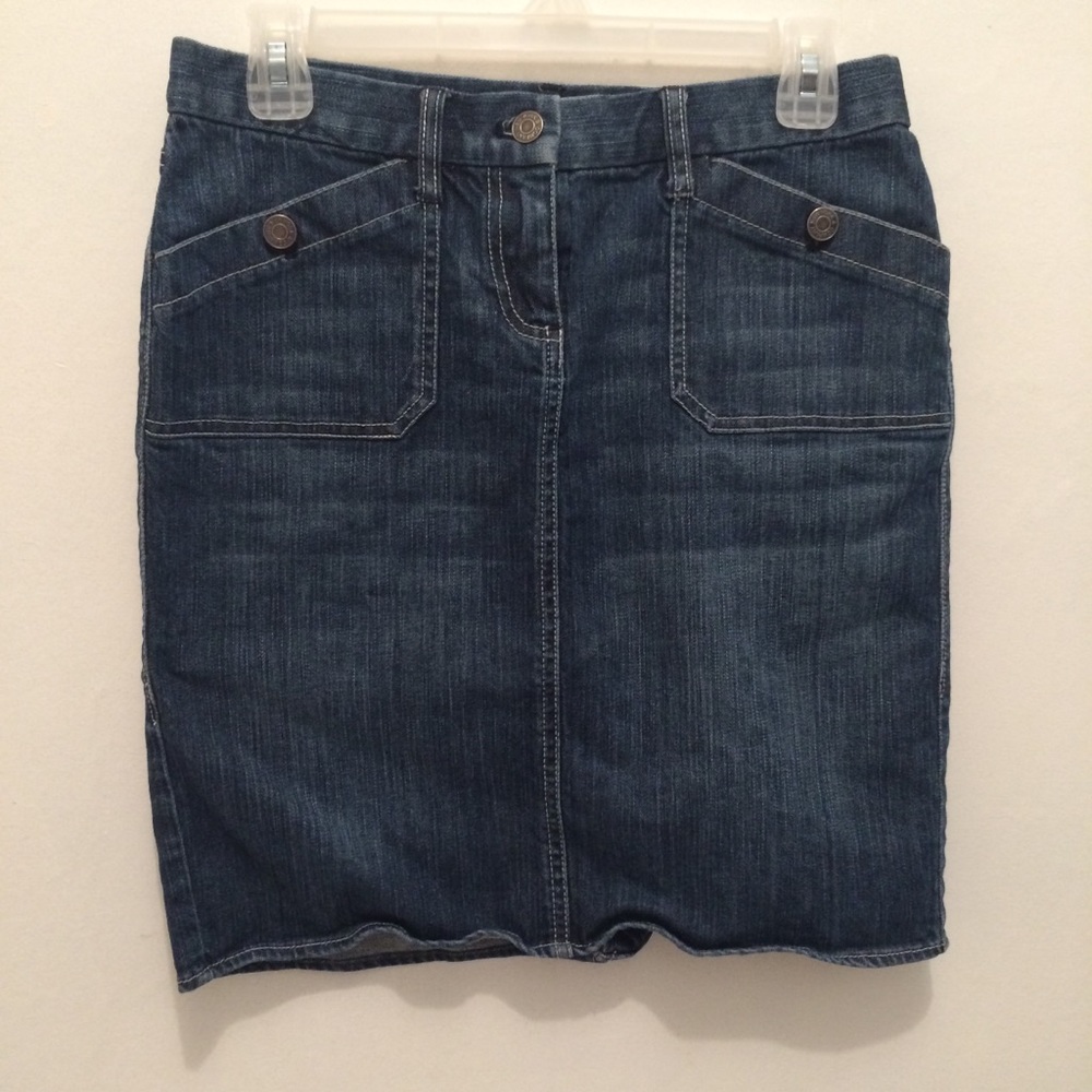 New York & Company Dark Blue Denim Pencil Skirt